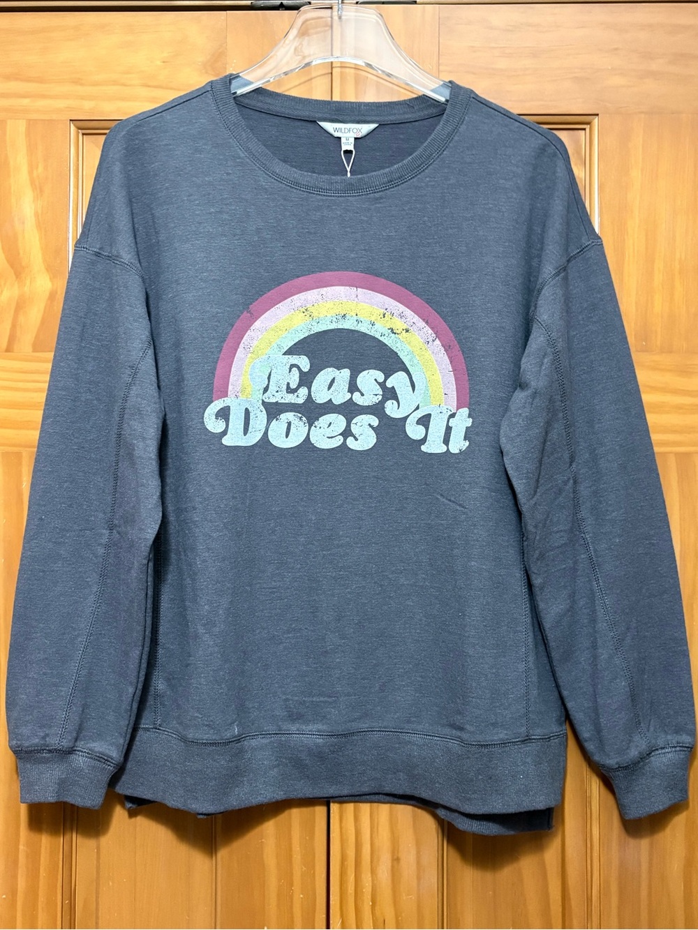 Wildfox Charcoal 'Easy Does It' Rainbow Graphic Sweatshirt